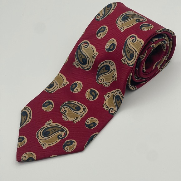 Christian Dior Other - Christian Dior Monsieur Necktie Mens Burgundy Red Paisley Silk 3.75"x57"
